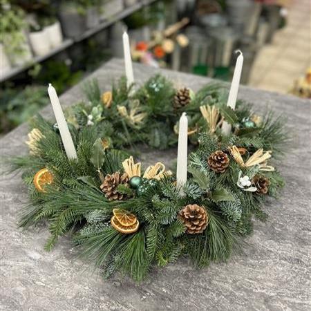 Evergreen Advent Wreath (With 4 Candles)