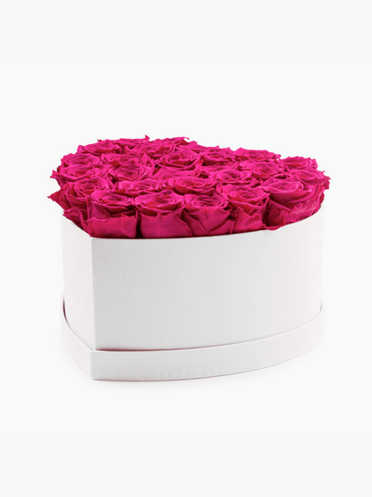 Deep Pink Roses Heart Box - CherryBlossomDubai.ae