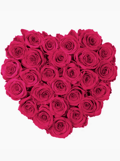 Deep Pink Roses Heart Box - CherryBlossomDubai.ae